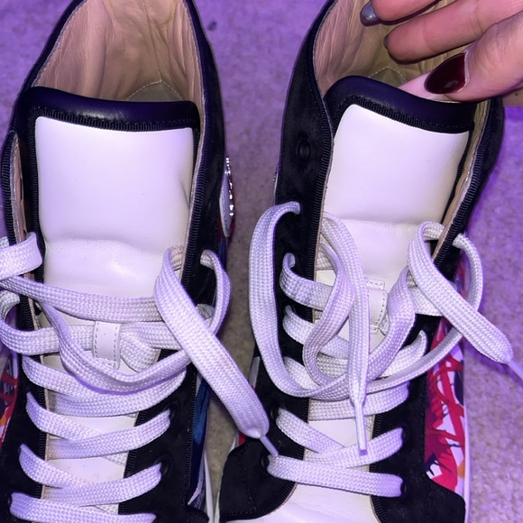 Christian Louboutin Graffiti Sequin And Leather Rantus Orlato High Top Sneakers - Picture 4 of 10